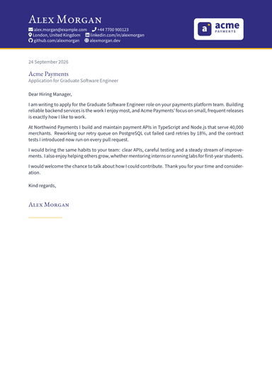 Tailored cover letter preview